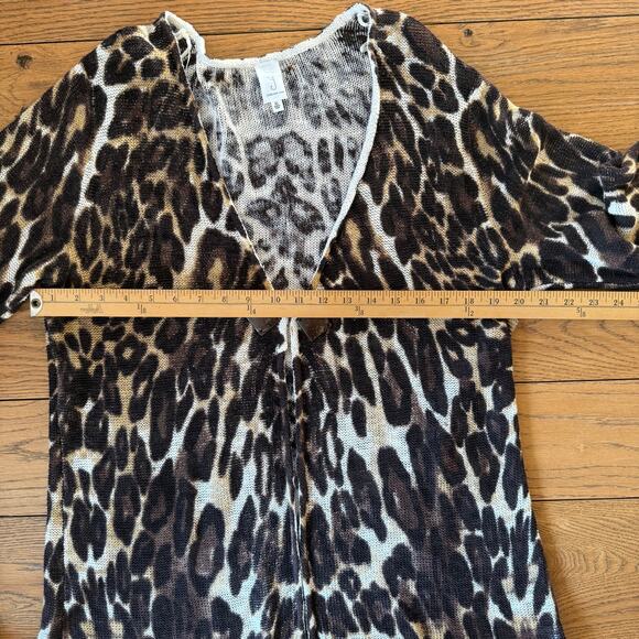 Jones New York Cheetah Print Cardigan SZ XL Animal Wild Leopard Linen Cotton - Picture 9 of 11